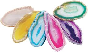 img 3 attached to 🌈 Rockcloud 10 Pcs Agate Light Table Slices - Healing Crystals geode stones for Home Decoration, Jewelry Making - Multi-Color Irregular Geode Stones
