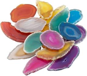 img 2 attached to 🌈 Rockcloud 10 Pcs Agate Light Table Slices - Healing Crystals geode stones for Home Decoration, Jewelry Making - Multi-Color Irregular Geode Stones