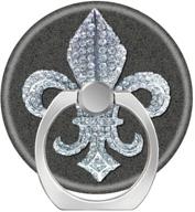 football team fleur de lis new orleans stone jewel finger stand cell phone ring holder car mount with hook logo