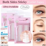 👁️ 3 packs ultra invisible double-sided sticky double eyelid tapes stickers: instant eyelid lift solution for heavy saggy, hooded, droopy, uneven, mono-eyelids without surgery logo