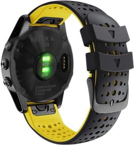 img 4 attached to 🌈 Abanen for Fenix 5/Fenix 6 Quick Release Fit Watch Bands, 22mm Soft Sport Waterproof Strap - Compatible with Garmin Fenix 5/5 Plus,Fenix 6 Pro/Sapphire,Instinct,Approach S62 (Black-Yellow)