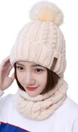 😍 iyebrao womens winter knit beanie hat scarf set: slouchy, thick & cozy with pom logo