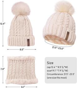 img 1 attached to 😍 IYEBRAO Womens Winter Knit Beanie Hat Scarf Set: Slouchy, Thick & Cozy with Pom