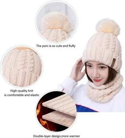 img 2 attached to 😍 IYEBRAO Womens Winter Knit Beanie Hat Scarf Set: Slouchy, Thick & Cozy with Pom