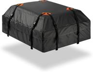 zone tech classic black durable roof top waterproof cargo bag - premium quality universal 15 cubic feet fold-able leak proof traveling roof top car bag logo