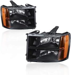 img 4 attached to 🔦 Премиум фары сборки GGMSR07-G2: идеальное сочетание для 2007-2013 GMC Sierra 1500/2007-2014 Sierra 2500HD 3500HD в черном корпусе, с янтарным отражателем и прозрачным объективом