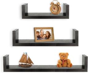 img 4 attached to 📚 Enhance Your Space with Greenco's Set of 3 Espresso Floating U Shelves