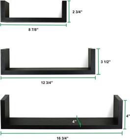 img 3 attached to 📚 Enhance Your Space with Greenco's Set of 3 Espresso Floating U Shelves