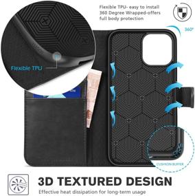 img 1 attached to 📱 Premium TUCCH Wallet Case for iPhone 12 Pro/iPhone 12 5G - RFID Blocking, Shockproof, Magnetic Flip Cover - Black