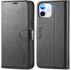 img 4 attached to 📱 Premium TUCCH Wallet Case for iPhone 12 Pro/iPhone 12 5G - RFID Blocking, Shockproof, Magnetic Flip Cover - Black