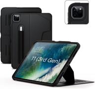 📱 zugu case for ipad pro 11 inch gen 2/3 (2021/2020) - slim protective case - wireless apple pencil charging - magnetic stand, sleep/wake cover - stealth black logo