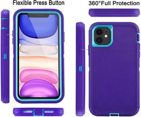 img 1 attached to 📱 AOPULY iPhone 11 Case with 2 Screen Protectors, Full Body Drop Protection Heavy Duty Rugged Military Grade Cover, Shockproof/Drop Proof Durable Phone Case for iPhone 11 6.1" - Purple+Blue2