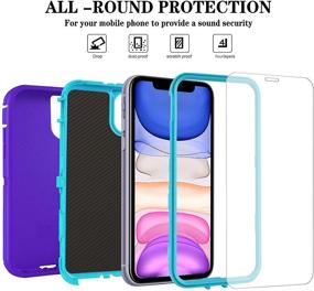 img 2 attached to 📱 AOPULY iPhone 11 Case with 2 Screen Protectors, Full Body Drop Protection Heavy Duty Rugged Military Grade Cover, Shockproof/Drop Proof Durable Phone Case for iPhone 11 6.1" - Purple+Blue2