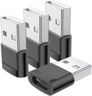 🔌 4-портовый набор адаптеров usb c female to usb male: кабель type c к usb a зарядного устройства для iphone 11 12 13 pro max, ipad 2020, samsung galaxy note 10 s20 plus, google pixel 4 3 2 xl (черный) логотип