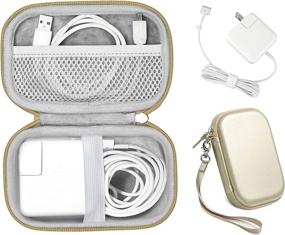 img 4 attached to 💼 Gold Handy Protective Case: MacBook Air Power Adapter and USB C Hub Storage + Protection, Compact Design with Mesh Pocket