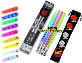 img 4 attached to 🌟 LED Lightsaber Chopsticks - Light Up Star Wars Glowing Light Saber Chopsticks - REUSABLE Sushi Lightup Sabers with Removable Handle - Dishwasher Safe - 8 Color Modes - 2 Pairs