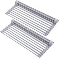 🧽 yihong 2 pack roll up dish drying rack, over the sink kitchen multipurpose foldable dish drainer - 17" l x 13" w - gray логотип