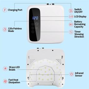 img 3 attached to 💅 BETE Cordless LED Nail Lamp: Rechargeable 72W Wireless Nail Dryer with LCD Display, 4 Timer Settings, Portable Gel UV LED Nail Light - Professional Lamp for Gel Polish