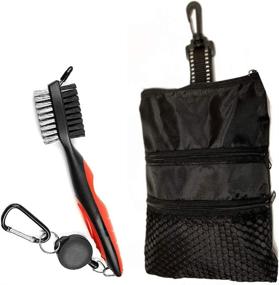 img 4 attached to ⛳ Gzingen Golf Pouch Bag with Golf Club Brush, Golf Tee Pouch - Professional, Zipper Golf Tee Ball Pouch Bag, and Golf Club Brush Groove Cleaner with Retractable Zip-line Aluminum Carabiner - Enhance Your Golfing Experience!