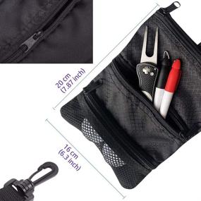 img 1 attached to ⛳ Gzingen Golf Pouch Bag with Golf Club Brush, Golf Tee Pouch - Professional, Zipper Golf Tee Ball Pouch Bag, and Golf Club Brush Groove Cleaner with Retractable Zip-line Aluminum Carabiner - Enhance Your Golfing Experience!