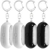 🚨 130db personal sound alarm 4 pack with keychain for women, elderly, kids self defense - emergency safety alarms with led light (black & white) logo