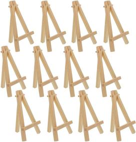 img 4 attached to 🖼️ Pack of 12 Mini Natural Wood Display Easels by U.S. Art Supply - A-Frame Tripod Easels for Artist Painting Parties, Small Canvases, Crafts, Business Cards, Signs, Photos, and Gifts