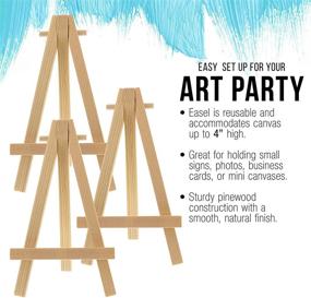 img 1 attached to 🖼️ Pack of 12 Mini Natural Wood Display Easels by U.S. Art Supply - A-Frame Tripod Easels for Artist Painting Parties, Small Canvases, Crafts, Business Cards, Signs, Photos, and Gifts