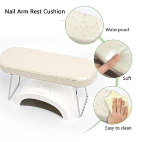 img 2 attached to 💅 Амортизирующая подушка для рук Vcedas Nail Arm Rest: удобная подставка для стола, изготовленная из микрофибры и искусственной кожи, для маникюра (белая).