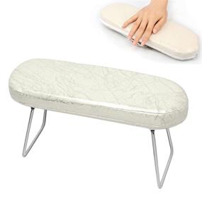 img 4 attached to 💅 Амортизирующая подушка для рук Vcedas Nail Arm Rest: удобная подставка для стола, изготовленная из микрофибры и искусственной кожи, для маникюра (белая).