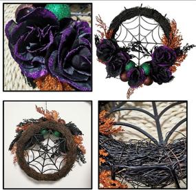 img 1 attached to 🎃 VONORAM Halloween Wreath with 20 LED Light Up Decorations - Black and Orange Front Door Décor featuring Rose and Ball Purple Lights