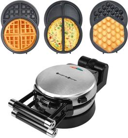 img 4 attached to Health and Home 3-in-1 Waffle Maker with Nonstick Baking Plates – Rotating Belgian Waffle Maker, Omelet Maker, and Egg Waffle Maker