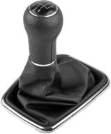 onever 5-speed car gear shift knob gaiter boot with black pu leather dustproof cover - compatible with vw golf bora jetta gti mk4 logo