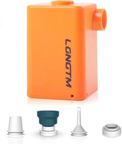 img 3 attached to 🔁 Portable Cordless Air Pump for Inflatables - Rechargeable Battery Powered for Air Mattress, Pool Floats, Paddle Board, and More (Orange)