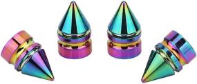 img 2 attached to 🚗 Enhance Your Vehicle's Style: Accretion Impale Spike Style Polished Aluminium Alloy Valve Stem Caps - Universal Fit for Cars, Trucks, Motorcycles, Bicycles - Colorful (4 Pack)