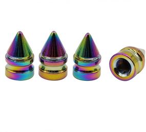 img 4 attached to 🚗 Enhance Your Vehicle's Style: Accretion Impale Spike Style Polished Aluminium Alloy Valve Stem Caps - Universal Fit for Cars, Trucks, Motorcycles, Bicycles - Colorful (4 Pack)