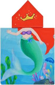 img 4 attached to 🧜 Kids Cartoon Hooded Mermaid Beach Towel - Princess Bath Towel for Girls, Perfect for Swimming, Pool, Beach Holiday - Soft, Absorbent