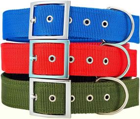 img 4 attached to 🐶 Fragralley Adjustable Metal Buckle Dog Collars: Durable Nylon Collar for Medium to XLarge Dogs, 14-25" Neck Size, Padded & Wide Pet Collars