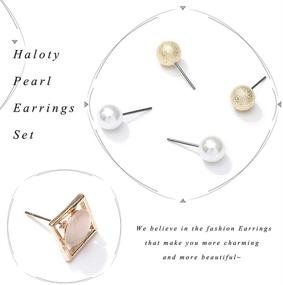 img 2 attached to 💎 Boho Crystal Earring Set: 9 Pairs of Gold Pearl Hoop Studs, Beaded Cartilage Earrings | Dainty Ear Accessories for Women and Girls | Sparkling Jewelry