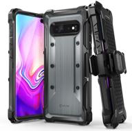 📱 varmor space gray rugged case for samsung galaxy s10 plus - military grade drop protection, heavy duty holster belt clip cover with kickstand logo