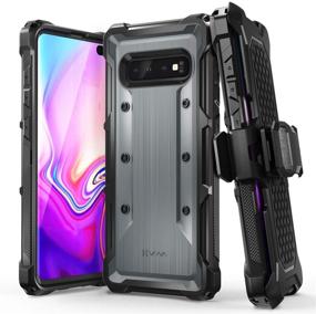 img 4 attached to 📱 vArmor Space Gray Rugged Case for Samsung Galaxy S10 Plus - Military Grade Drop Protection, Heavy Duty Holster Belt Clip Cover with Kickstand