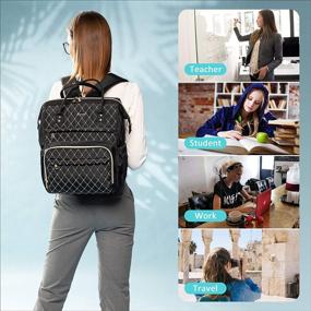 img 1 attached to 💼 Stylish Laptop Backpack for Women, Perfect Work Laptop Bag for Teachers, Business Professionals, and College Students - Embroidery Black, Ideal for Carrying Computer and Books