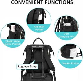 img 2 attached to 💼 Stylish Laptop Backpack for Women, Perfect Work Laptop Bag for Teachers, Business Professionals, and College Students - Embroidery Black, Ideal for Carrying Computer and Books