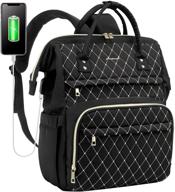 💼 stylish laptop backpack for women, perfect work laptop bag for teachers, business professionals, and college students - embroidery black, ideal for carrying computer and books logo