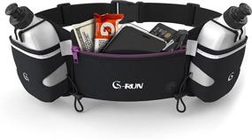 img 4 attached to 🏃 G-Run Hydration Running Belt with Bottles - Water Belts for Women and Men - iPhone Belt for Any Phone Size - Fuel Marathon Waist Pouch for Runners - Jogging Cycling Biking