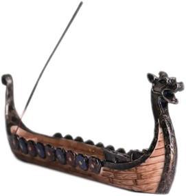 img 1 attached to 🐉 MINLIN Retro Incense Burners: Traditional Chinese Dragon Boat Incense Stick Holder Burner - Hand Carved Carving Censer Ornaments