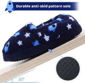 img 2 attached to Vonair Little Boys Space Ships Sole Memory Foam Warm House Slippers: Anti-Slip Indoor Outdoor Home Slippers for Kids