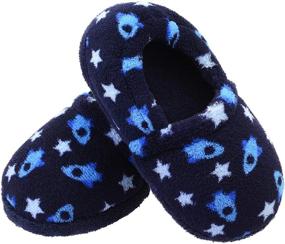 img 4 attached to Vonair Little Boys Space Ships Sole Memory Foam Warm House Slippers: Anti-Slip Indoor Outdoor Home Slippers for Kids