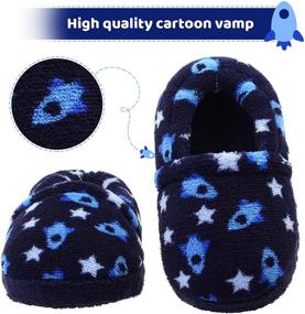 img 3 attached to Vonair Little Boys Space Ships Sole Memory Foam Warm House Slippers: Anti-Slip Indoor Outdoor Home Slippers for Kids