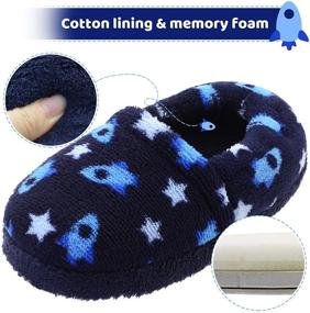 img 1 attached to Vonair Little Boys Space Ships Sole Memory Foam Warm House Slippers: Anti-Slip Indoor Outdoor Home Slippers for Kids