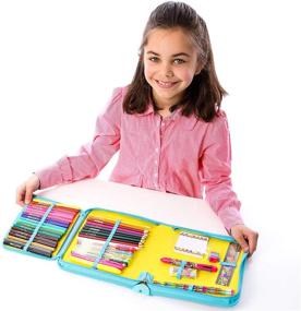 img 2 attached to Find the Perfect Gift: GirlZone Rainbow Jumbo Arts and Crafts Filled Stationery Pencil Case for Girls